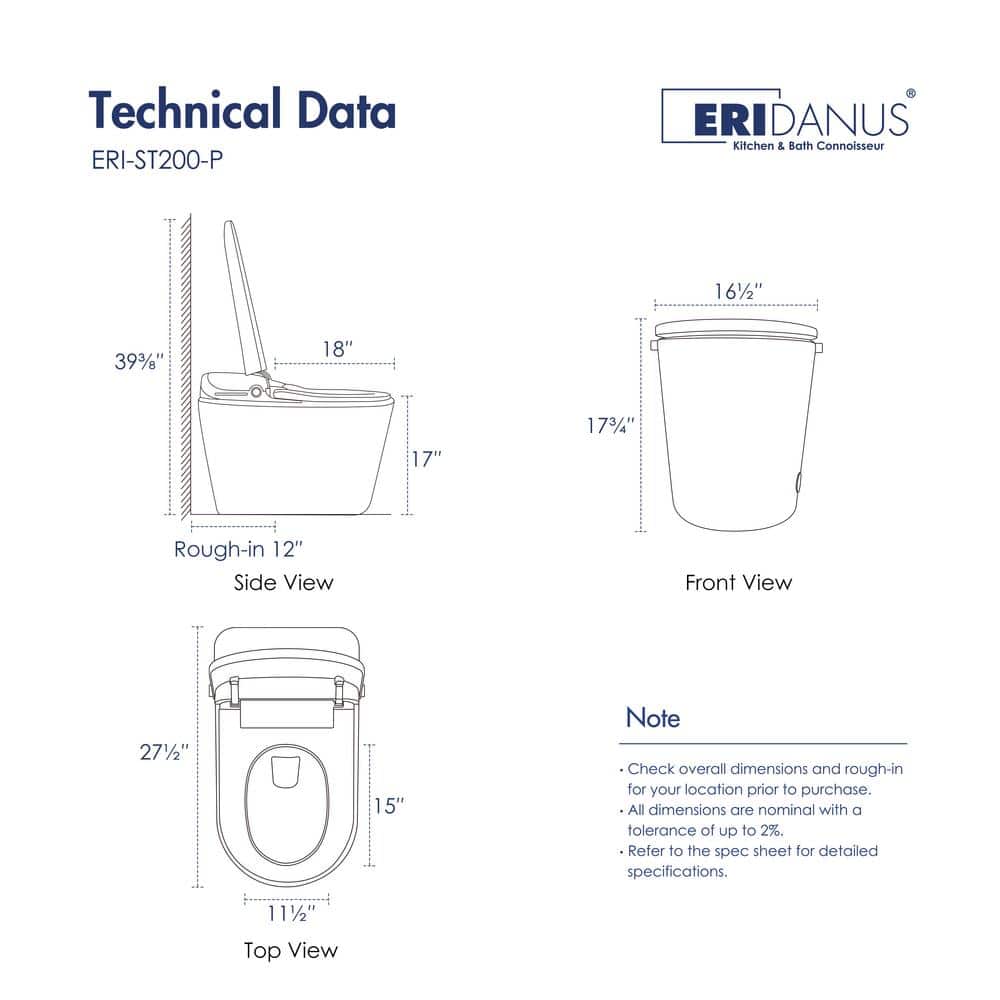 White Elongated Smart Bidet Toilet with Heated Seat and Night Light