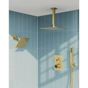 MultiplePress Single Handle 7-Spray Tub and Shower Faucet 2.5 GPM in Brushed Gold Valve Included (2-pack)