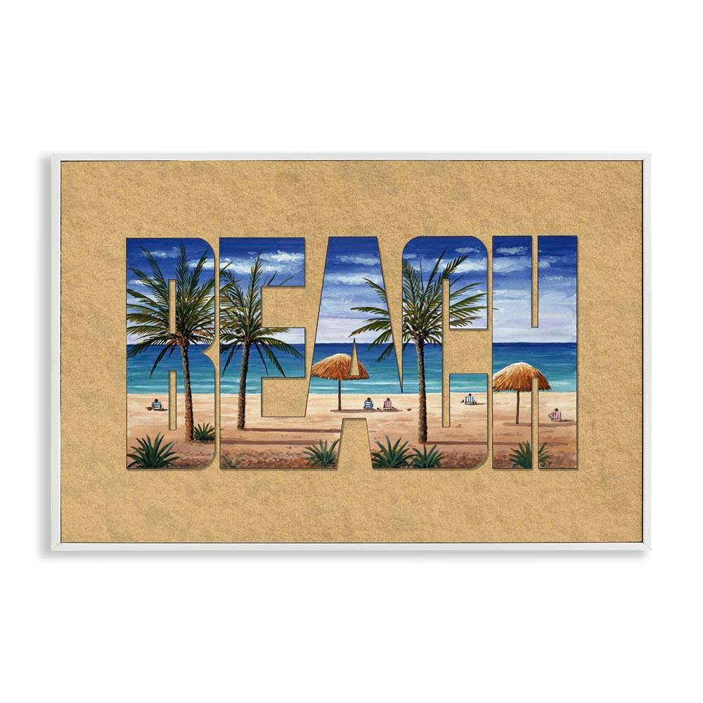 Tropical Beach Outline by Art Brands Holdings, LLC. White Framed Coastal Giclee Art Print 16 in. x 24 in.