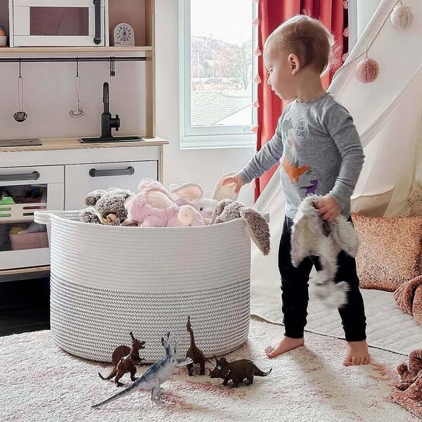 Cubilan Cotton Rope Basket, 21.7 in. x 21.7 in. x 13.8 in. White