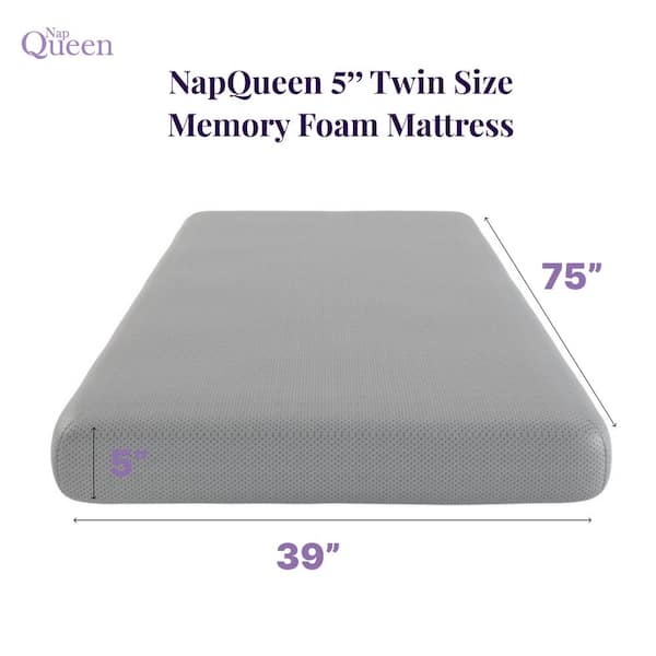 Twin Medium Memory Foam Mattress 5 in. Bed-in-a-Box Gray Mattress
