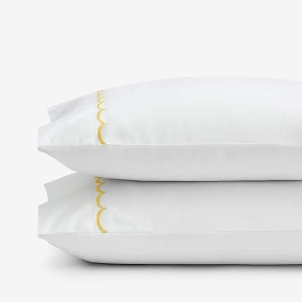 The Company Store Company Cotton Scallop Yellow Cotton Percale Standard Pillowcase (Set of 2)