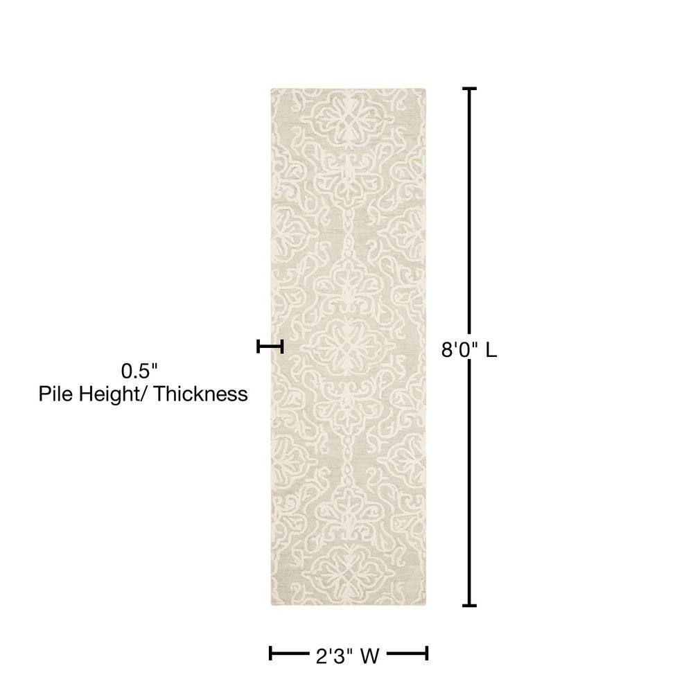 Ivory Floral Hand-Tufted Wool Runner Rug