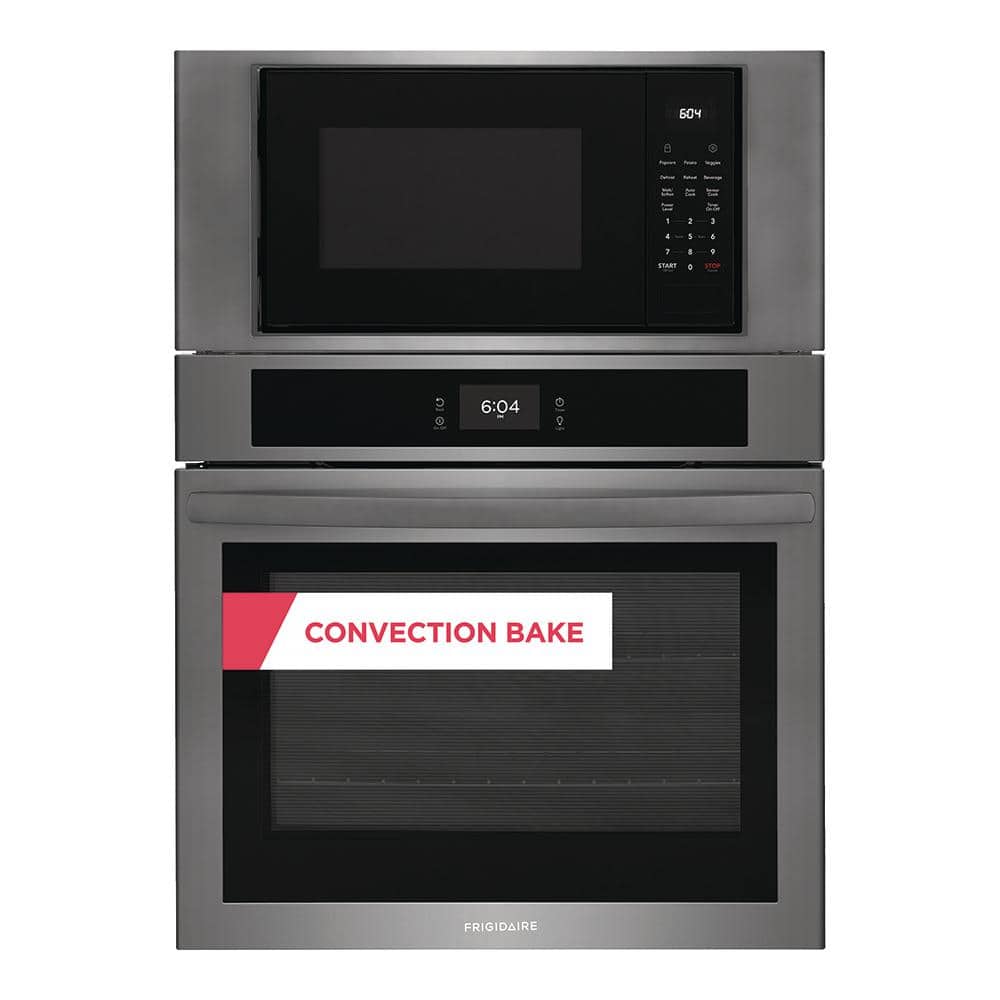 Frigidaire 30 in. Electric Wall Oven with Built-In Microwave with Fan Convection in Black Stainless Steel