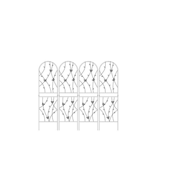 Sudzendf 71 in. 4-Pack Black Metal Garden Trellis Rustproof Trellis for Climbing Plants Outdoor Flower Support Butterfly Decor
