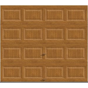 Classic Steel Short Panel 9 ft x 7 ft Insulated 18.4 R-Value Wood Look Medium Garage Door without Windows