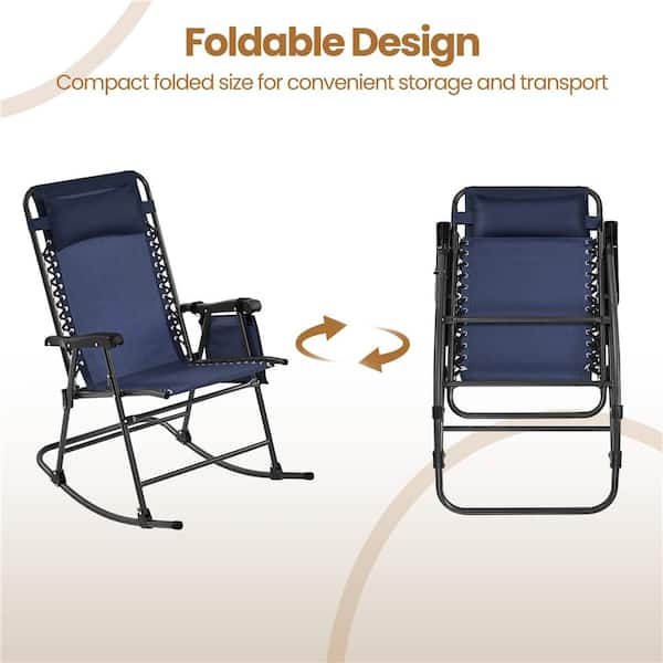 Yaheetech 26 in. Foldable Outdoor Lounge Chair with Headrest