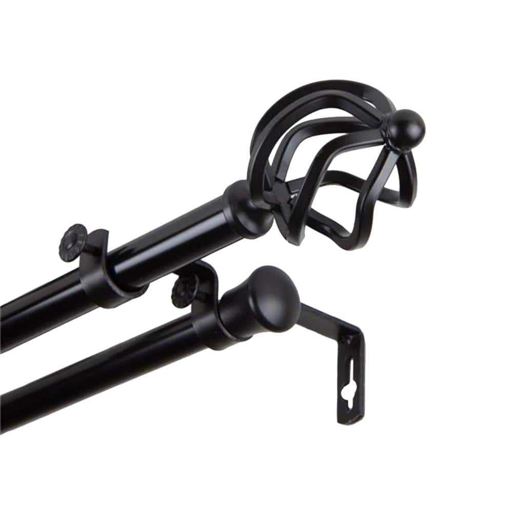 66 in. - 120 in. Double Curtain Rod in Black with Finial price history on PriceWatchPro