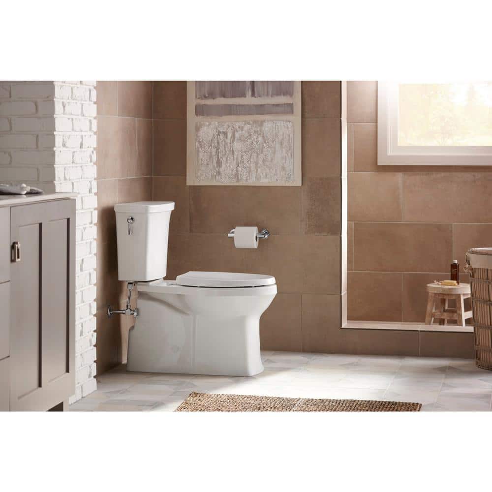 White High Efficiency Elongated Two-Piece Toilet with Skirted Trapway