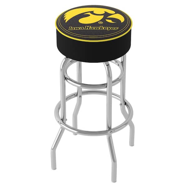Unbranded University of Iowa 31 in. Yellow Backless Metal Bar Stool with Vinyl Seat