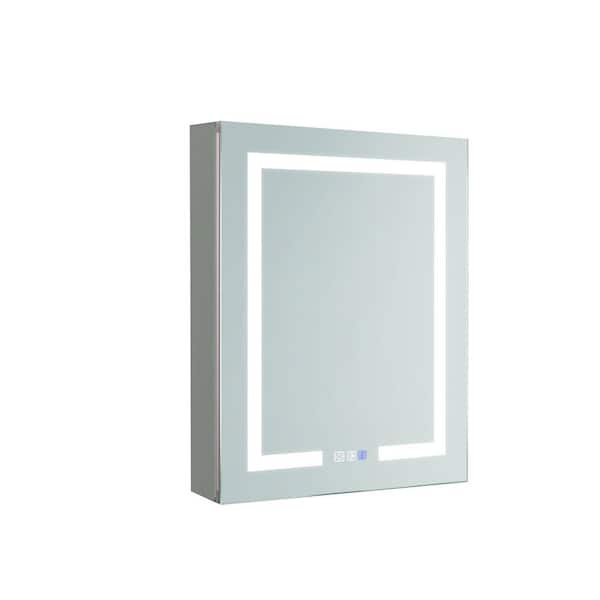 Dimakai 24 in. W x 30 in. H Frameless Clear Recessed/Surface Mount Medicine Cabinet with Mirror and LED Light，Right Open Door