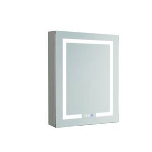 24 in. W x 30 in. H Frameless Clear Recessed/Surface Mount Medicine Cabinet with Mirror and LED Light，Right Open Door