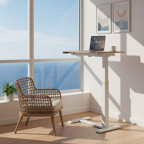 Homy Casa PORTYB 27.5 in. Maple Wood Electric Laptop Standing Desk