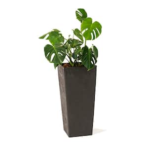 28 in. Tall Modern Square Plastic Planter, Tapered Floor Planter for Indoor and Outdoor Planter, Patio Decor, Black