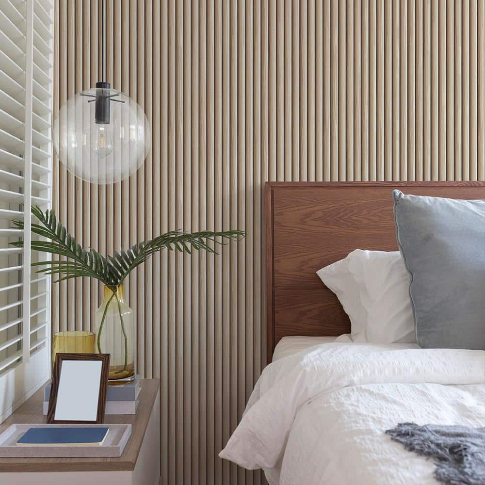 Blonde Reeded Wood Self-Adhesive Peel and Stick Wallpaper