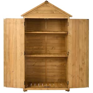 35.40 in. W x 22.4 in. D x 69.30 in. H Natural Wood Lean-to Outdoor Storage Cabinet with Waterproof Asphalt Roof