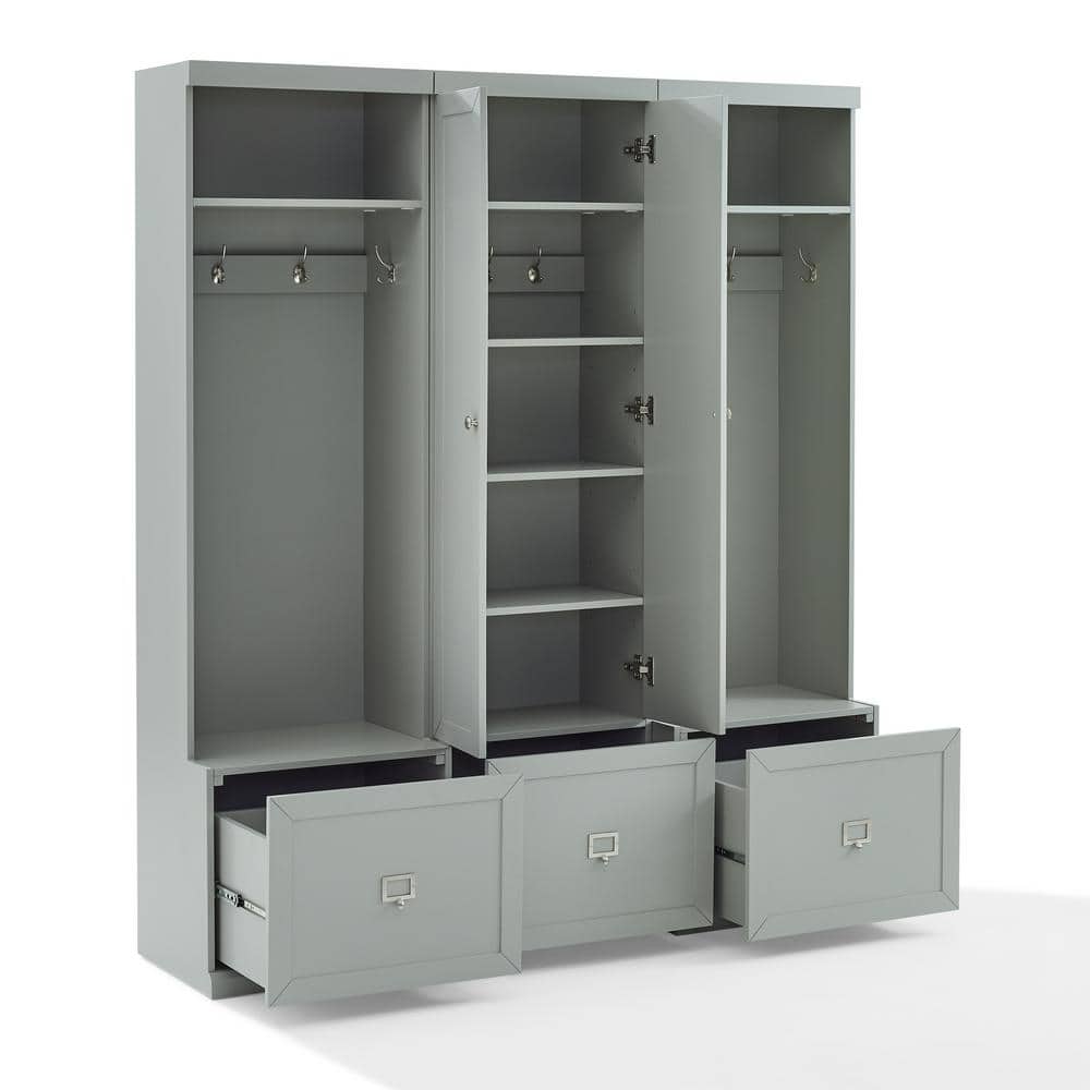 Gray 3-Piece Hall Tree Entryway Set with Storage