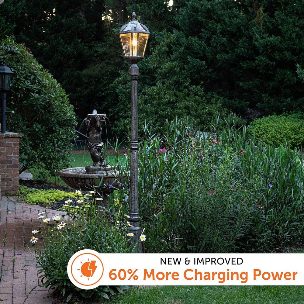 Orleans Inspired Weathered Bronze Solar Lamp Post with LED & Dusk to Dawn Feature