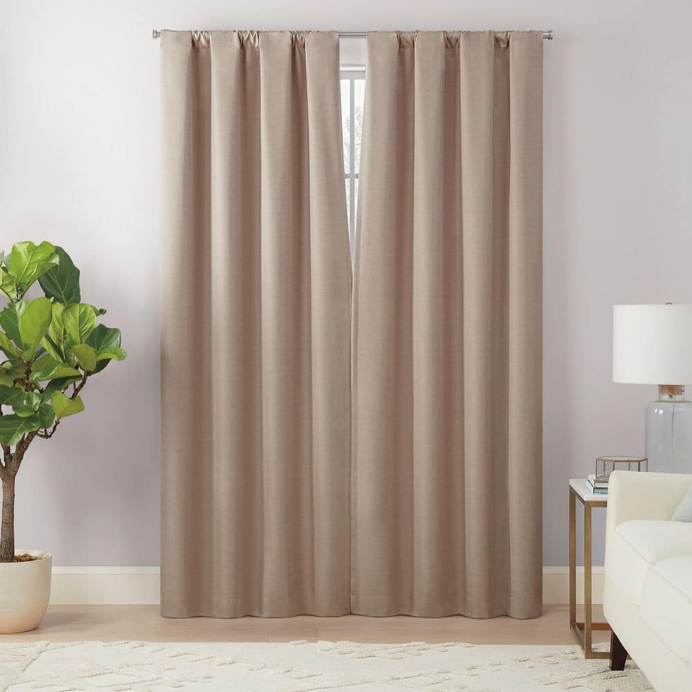 Natural Linen 84" Blackout Rod Pocket Curtain Panel