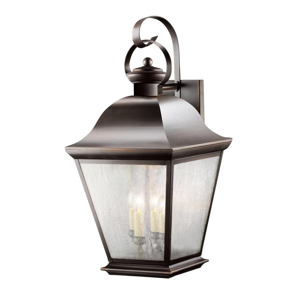 Mount Vernon 27.75 in. 4-Light Olde Bronze Outdoor Hardwired Wall Lantern Sconce with No Bulbs Included (1-Pack) -  KICHLER, 9704OZ