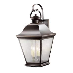 Mount Vernon 27.75 in. 4-Light Olde Bronze Outdoor Hardwired Wall Lantern Sconce with No Bulbs Included (1-Pack)