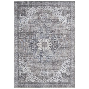 Callaghan Esther Grey 5 ft. x 7 ft. Medallion Machine Washable Area Rug