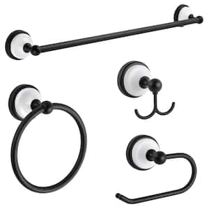 Savannah 4-Pieces Bath Hardware Set with Mounting Hardware Include in Matte Black and White