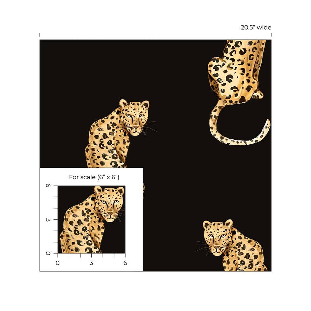 Black Vinyl Leopard Print Peel & Stick Wallpaper Roll