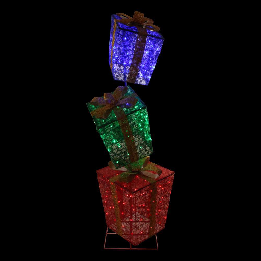 HOLIDAY WONDERLAND GIFT BOX SET YARD DECOR 100 WARM WHITE LED LIGHTS DF-100001 