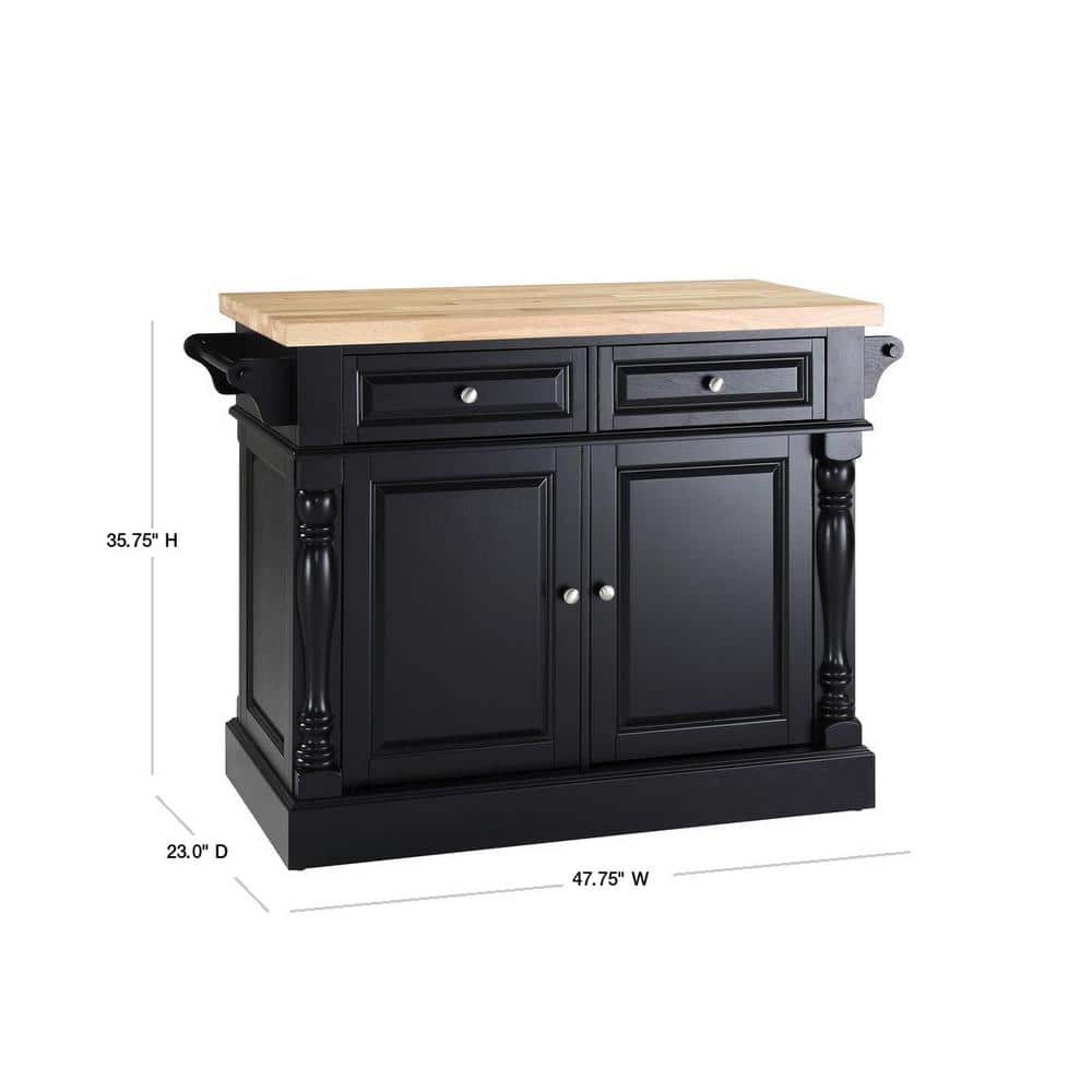 Black Hardwood Butcher Block Top Kitchen Island