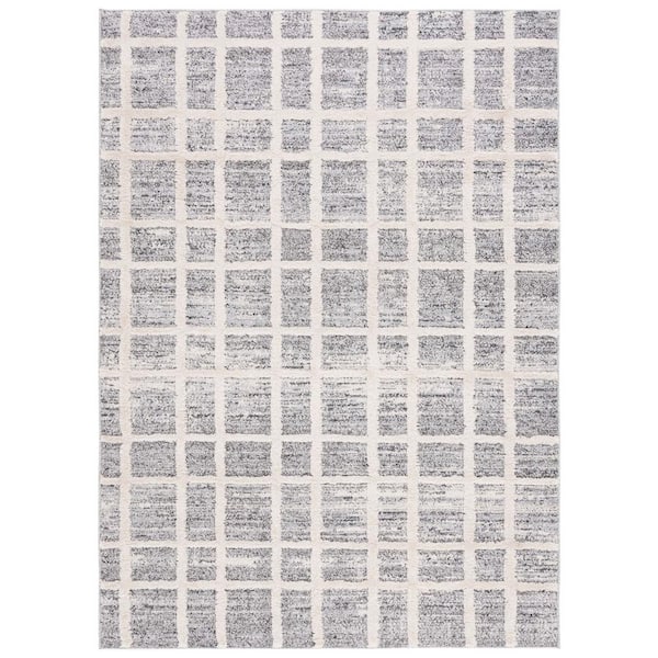 SAFAVIEH Martha Stewart Dark Gray/Ivory 5 ft. x 8 ft. Checkered Gradient Area Rug