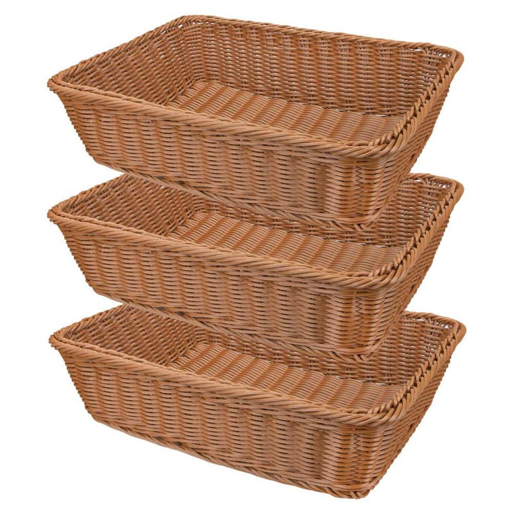 Brown Polypropylene Plastic Wicker Bread and Fruit Serving Basket Set of 3, 11.8 in x 7.8 in Rectangular price history on PriceWatchPro