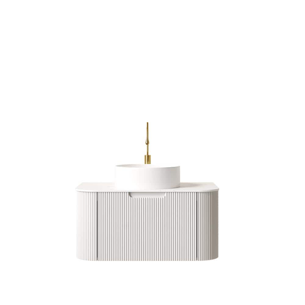 30 in. Wall-Mounted White Bath Vanity with Carrara White Sintered Stone Top Pre-Assembled price history on PriceWatchPro