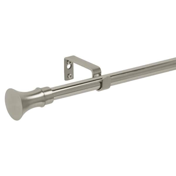 66 in. - 120 in. Telescoping 3/4 in. Curtain Rod Kit in Brushed Nickel with Trumpet Finial