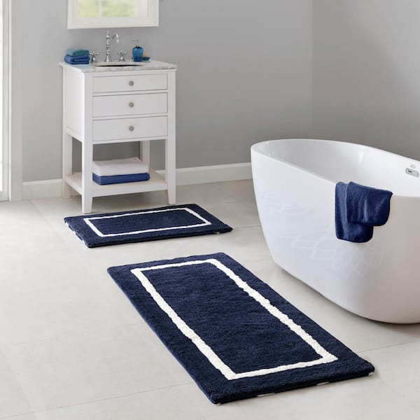 Piccocasa Microfiber Striped Bathroom Rugs Shaggy Soft Thick Water Absorbent  Bath Mat Blue White 17x24 : Target