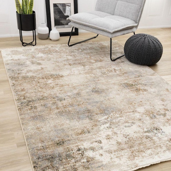 Solvyn Collections 8 ft. x 10 ft. Beige Distressed, Organic, Tribal/Southwestern Indoor Area Rug