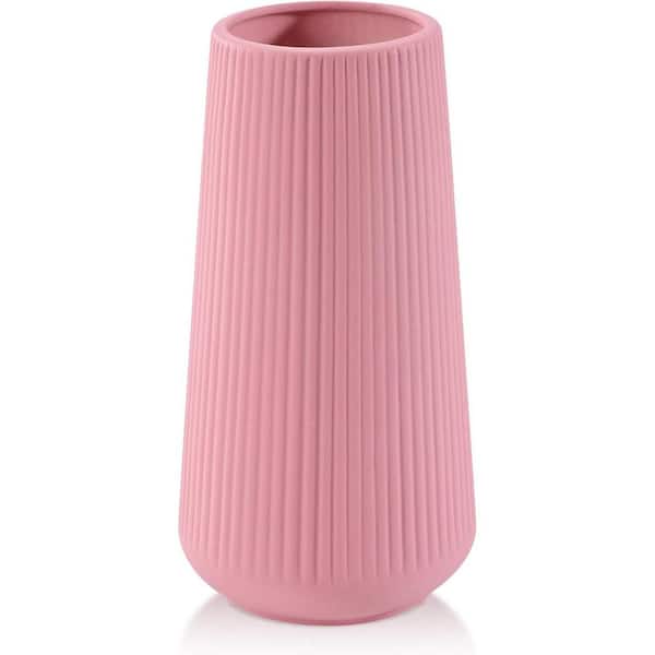 8 in. Pink Cylinder Ceramic Decorative Vase YJ00637 - The Home Depot