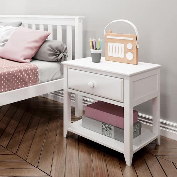 White 1 Drawer Nightstand 23 in. W Nightstand