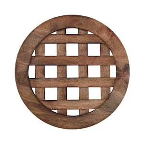 Lattice Wood Round Brown Charger Plate