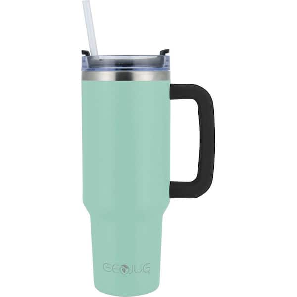 Brentwood Geojug 40 Oz. Insulated Blue Stainless-Steel Tumbler with Lid and Straw