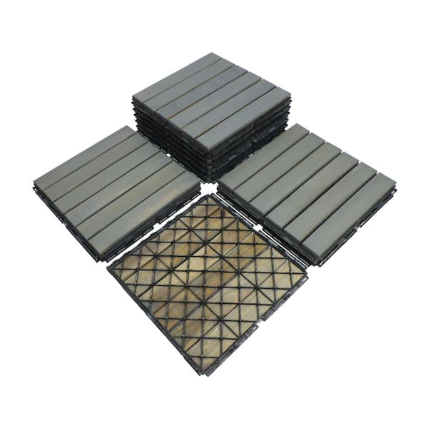 Unbranded 1 ft. W x 1 ft. L Square Wood Polypropylene Outdoor Flooring of (10-Tiles)
