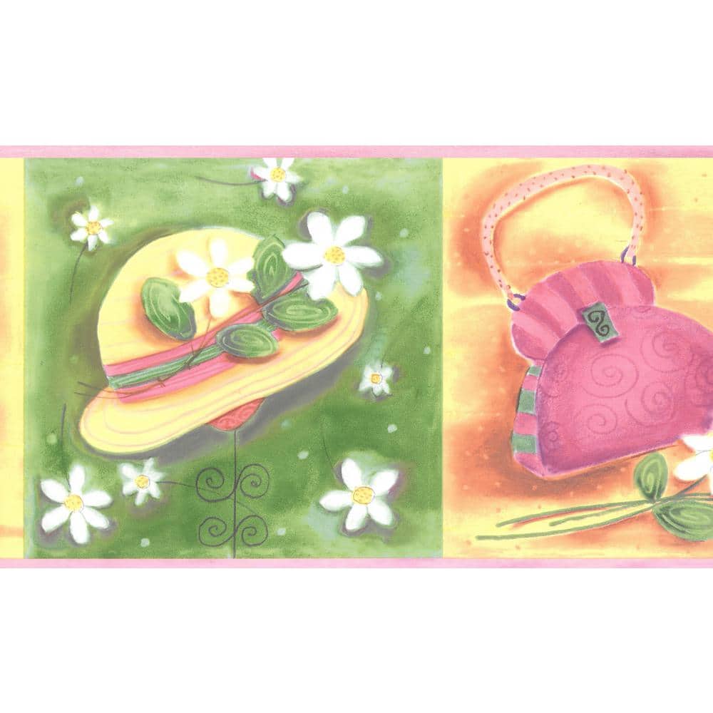 Falkirk Brin Hats, Purses Green, Pink, Yellow Wallpaper Border