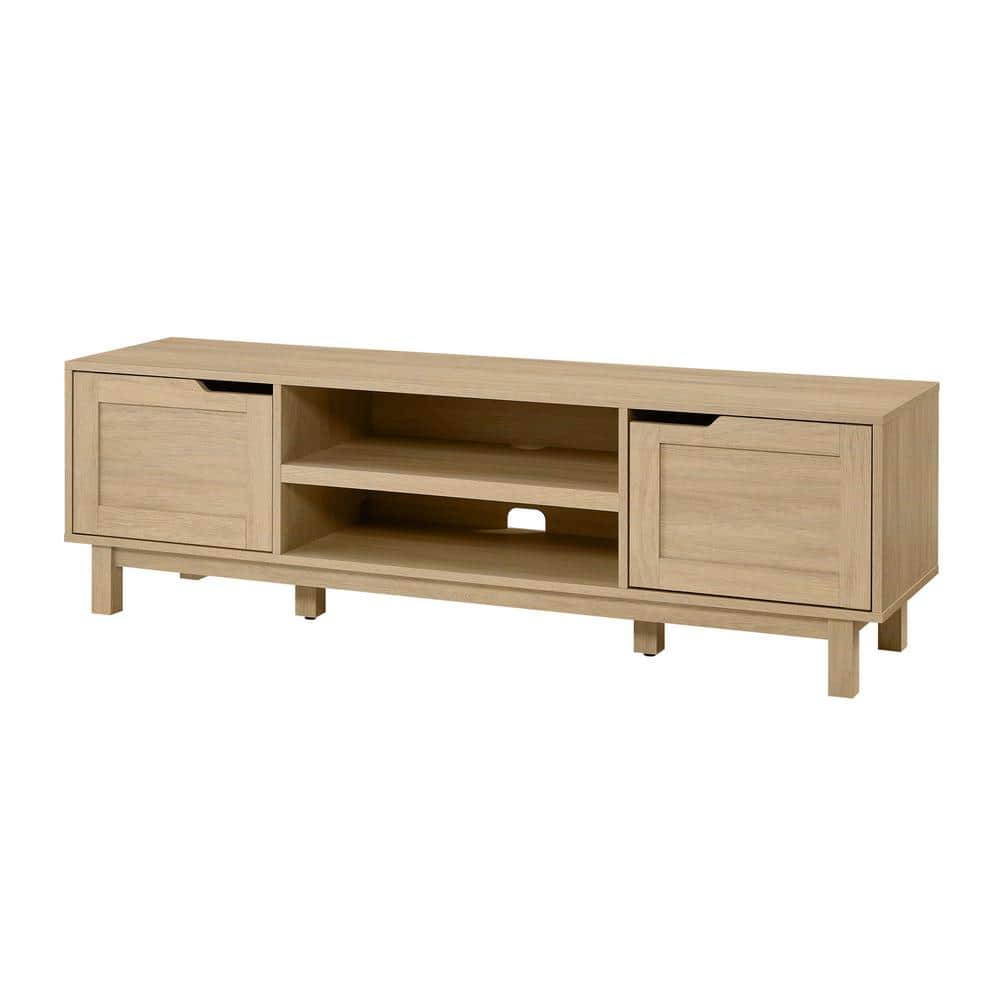 Coastal Oak 58 Inch TV Stand with Cabinet