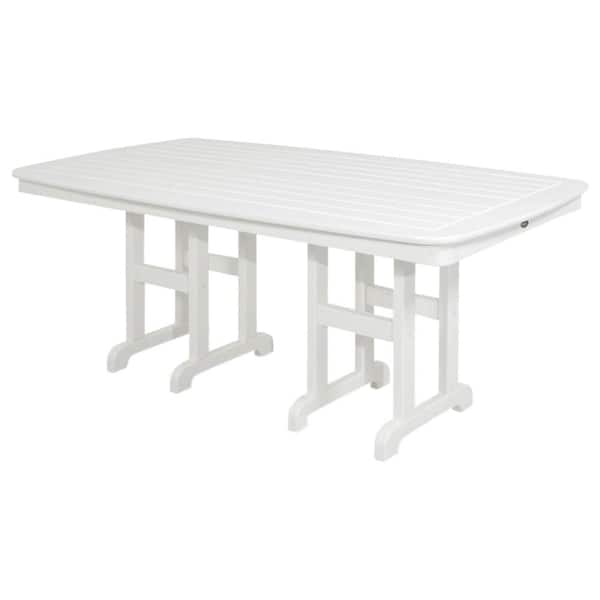 Trex Outdoor Furniture Yacht Club 37 in. x 72 in. Classic White Patio Dining Table