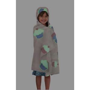 Kids Cupcakes Glow in the Dark Hooded Pink 50 in. x 25 in. Throw