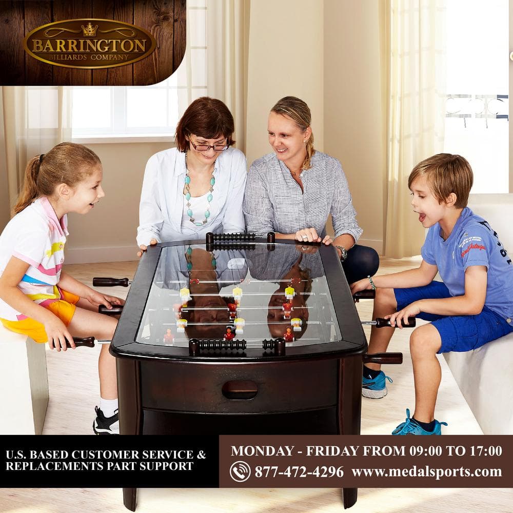 Barrington 42'' Dark Wood Foosball Coffee Table with Glass Top