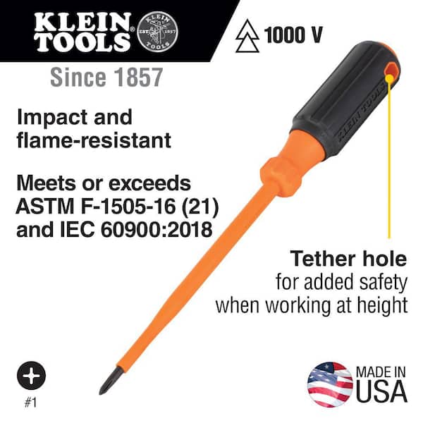 Insulated Screwdriver, #1 Phillips Tip, 6 in. Round Shank