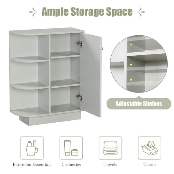 23.60 in. W x 9.70 in. D x 31.30 in. H Gray Linen Cabinet