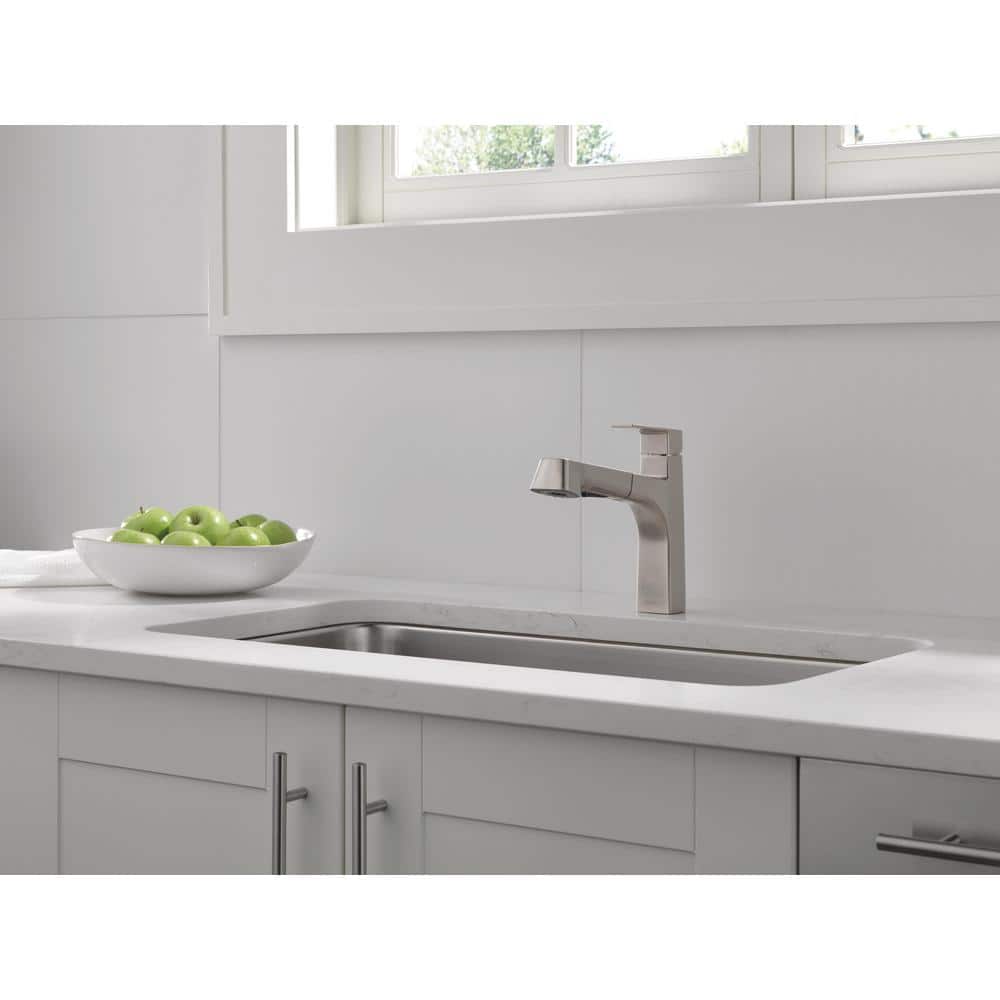 Xander Dual-Handle Stainless Steel Modern Pull-Out Kitchen Faucet