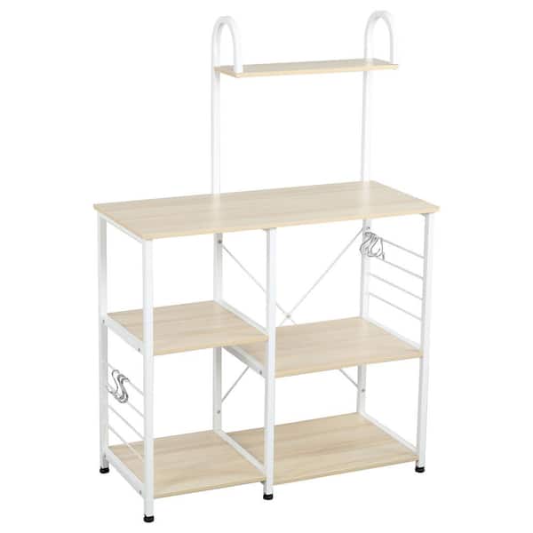 SOMDOT 35.4 in. Natural Utility 3-Tier and 4-Tier Microwave Stand, Baker's Rack
